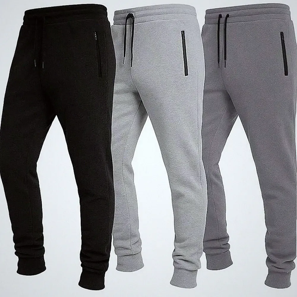 Einfarbige Herren Jogginghose Lauf Sweatpants Freizeitkleidung gerader Schnitt