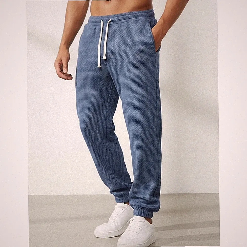 Einfarbige Herren Jogginghose Loose Fit Gummibund für tägliche Aktivitäten