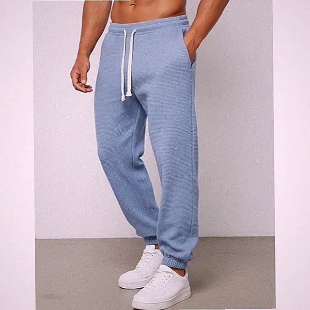 Einfarbige Herren Jogginghose Loose Fit Gummibund für tägliche Aktivitäten