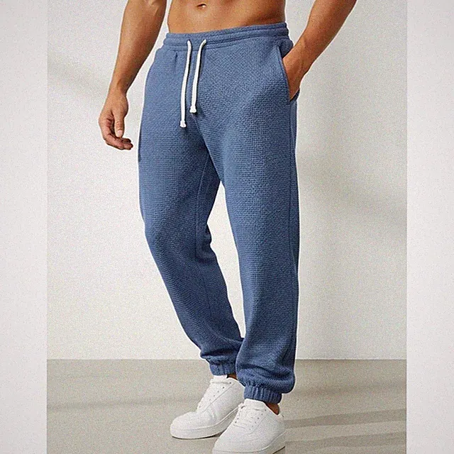 Einfarbige Herren Jogginghose Tapered Leg Gummibund Freizeithose