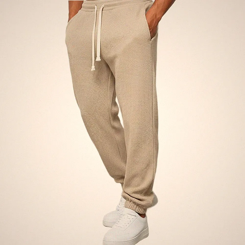 Einfarbige Herren Jogginghose Tapered Leg Gummibund Freizeithose