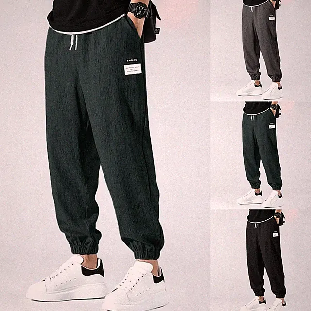 Einfarbige Jogginghose Herren Distressed Sweatpants gerades Bein Schnitt flach M