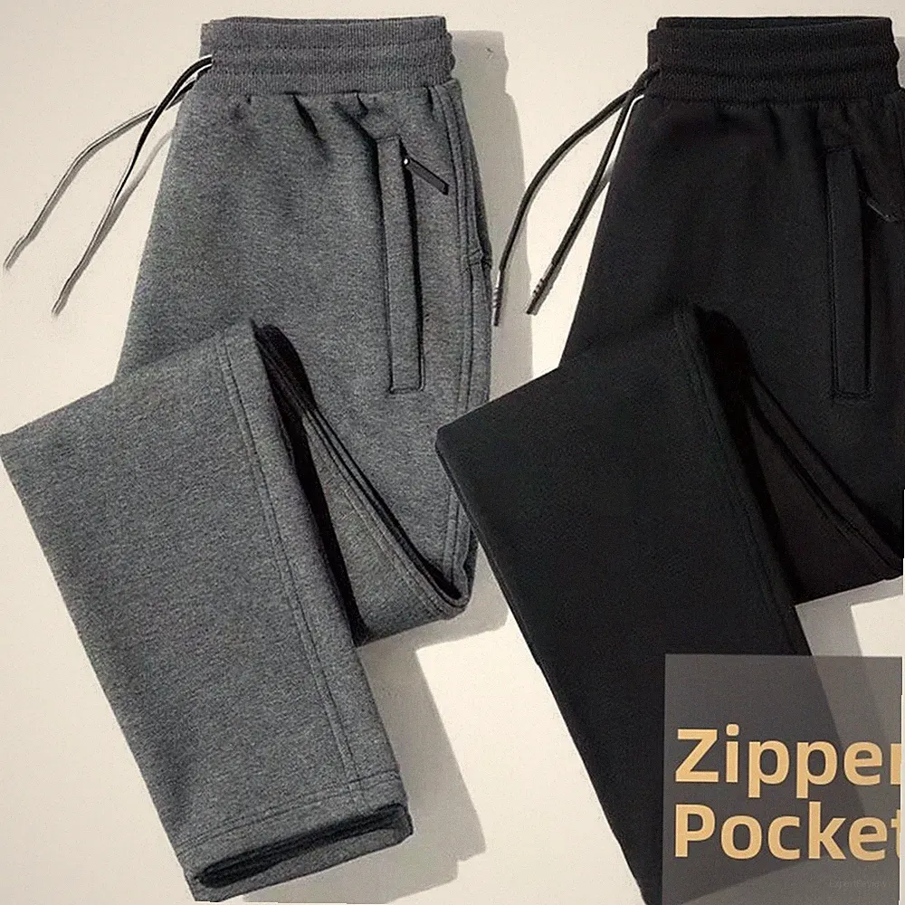 Einfarbige Polyester Herren Jogginghose Loose Fit Gerades Bein für FREIZEIT