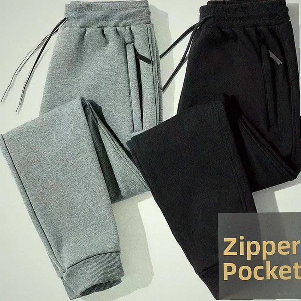 Einfarbige Polyester Herren Jogginghose Loose Fit Gerades Bein für FREIZEIT