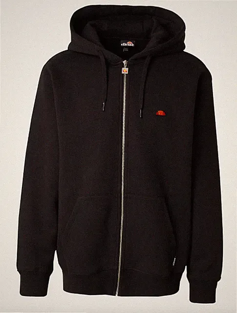 Ellesse Herren Hoodie Full Zip Up Schwarz Medium Islinton Retro 80er