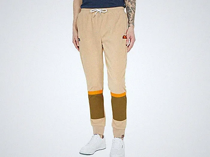 ellesse Herren Retro Norleo Fleece Jogger Sweatpants Beige Small