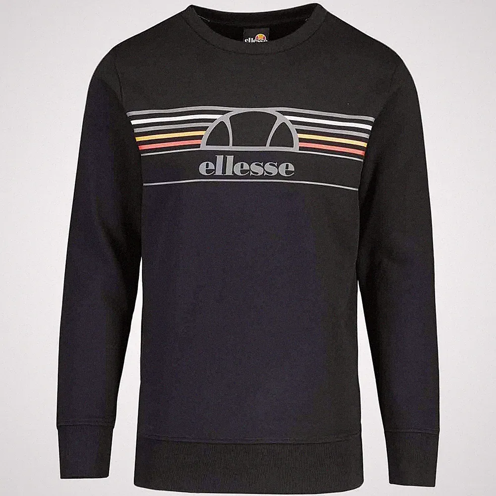 Ellesse Herren Sweatshirt Winter Retro Logo 80s Schwarz Medium Lenta Rundhals