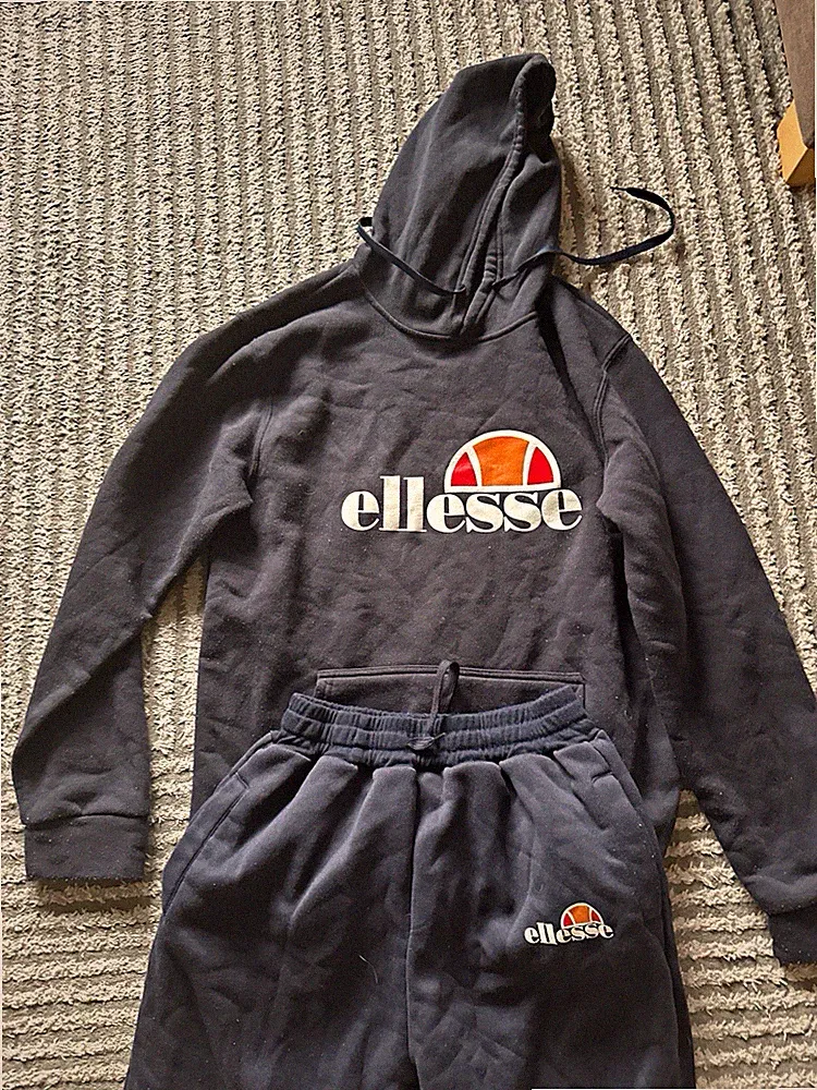 ellesse Herren Trainingsanzug Set M blau Hoodie+Jogginghose Logo Kapuze