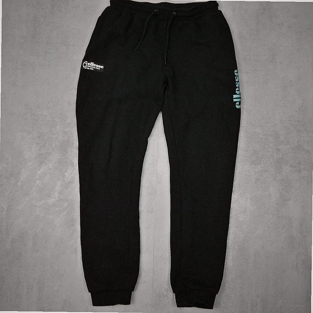 Ellesse Jogginghose Herren M Schwarz Perugia Italia Logo Retro Sportwear