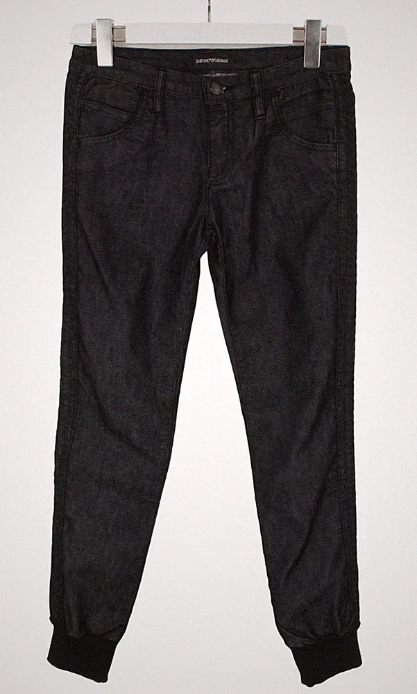 EMPORIO ARMANI Jeans Damen W26 Reißverschluss Fly Jogginghose Denim Schwarz