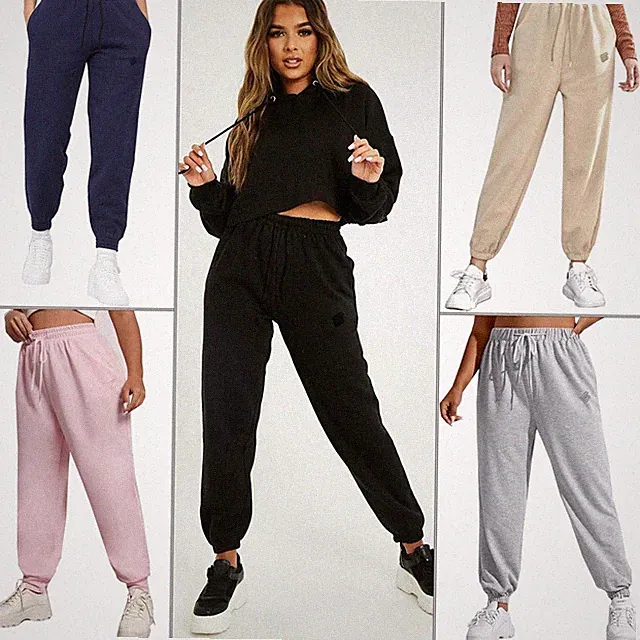Enzo Damen Oversized Jogginghose Damen Gym Bündchen Lounge Hosenanzug Hose