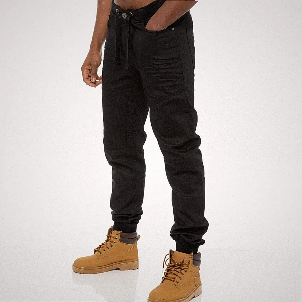 Enzo Herren Bündchen Jeans Designer Denim Jogginghose Hose Große King Size Alle Taillen