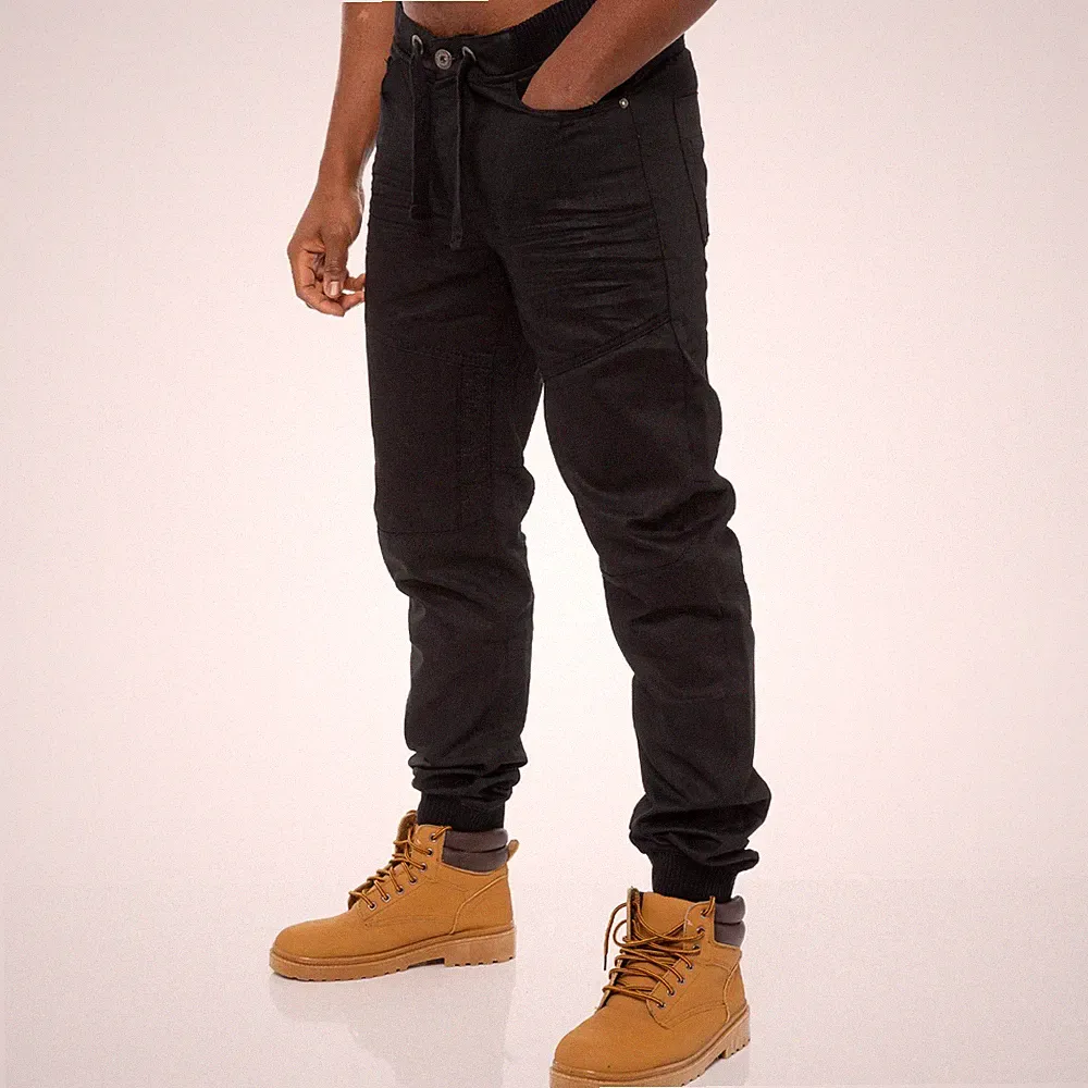 Enzo Herren Bündchen Jogger Jeans Gummibund Designer Denim Hose alle Größen