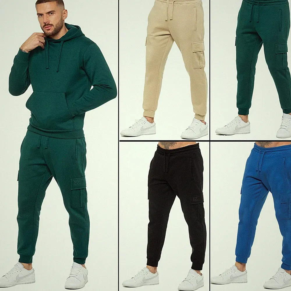 Enzo Herren Cargo Jogger Sweatpants Regular Fit Fleece Jogginghose Mit Taschen