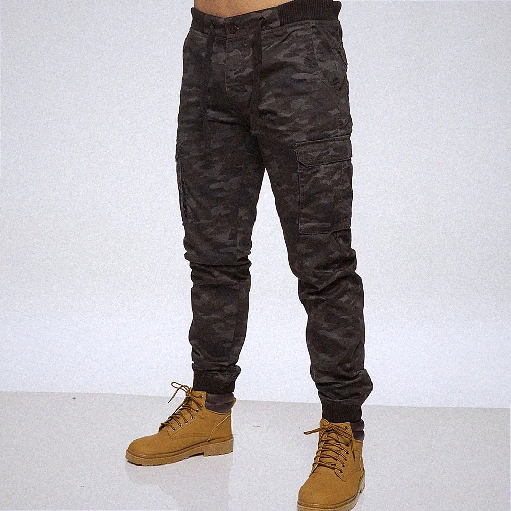 Enzo Herren Cargo Jogginghose Gummibund Militär Kampfhose Bündchenhose