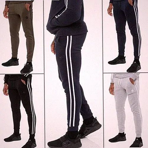 Enzo Herren Jogginghose Gestreift Jogginganzug Fitness SPORTS Vlies