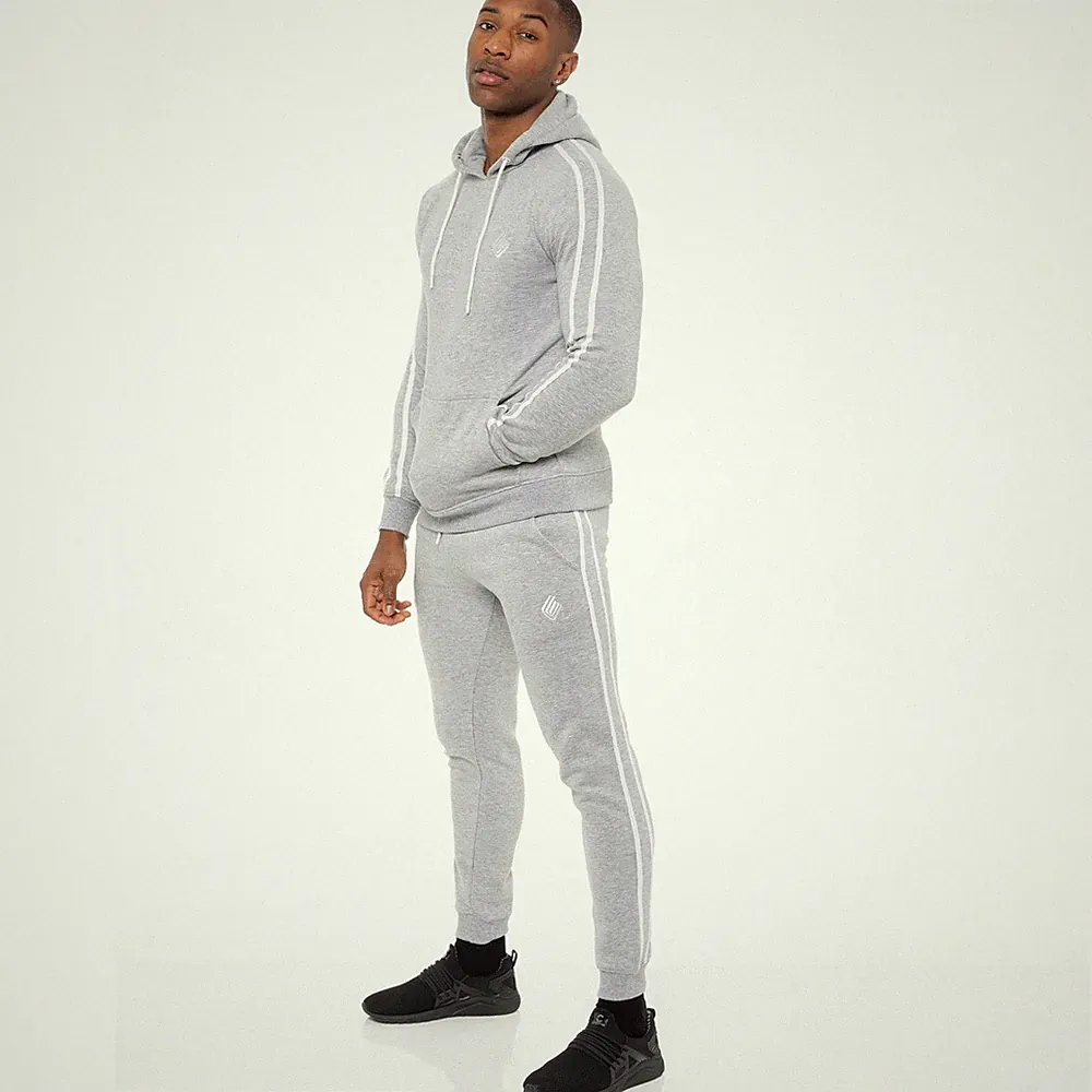 Enzo Herren Komplett Tracksuit Set Gestreifter Pullover Hoodie Jogginghose