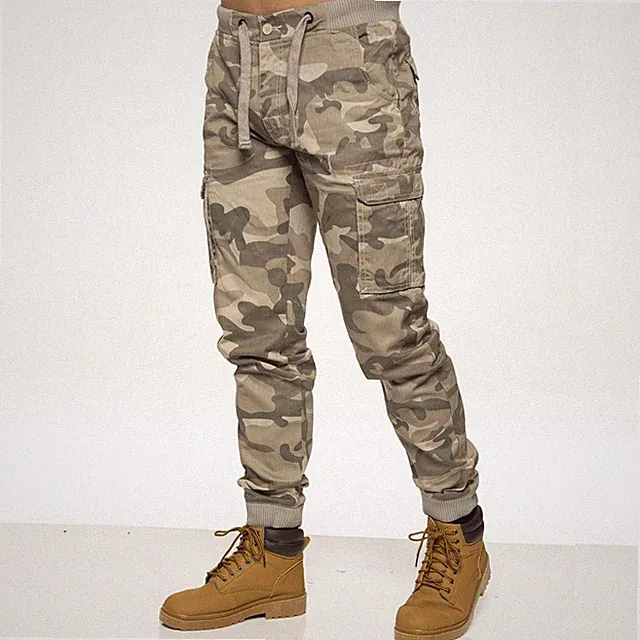 Enzo Herren Military Combat Jogginghose Hose Camouflage Cargo Camo Arbeitshose