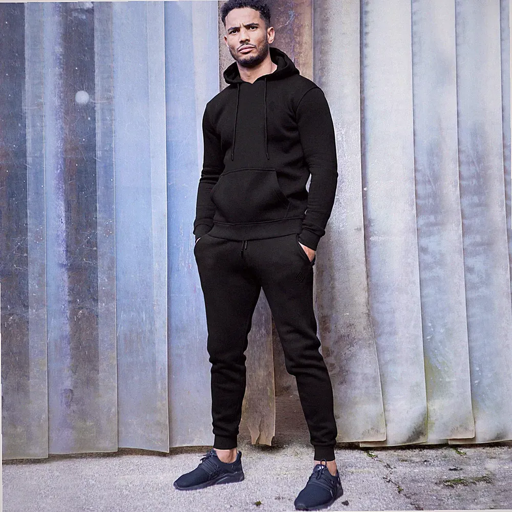 Enzo Herren Tracksuit 2-teilig Gestreift Hoodie Pullover Jogginghose Gym