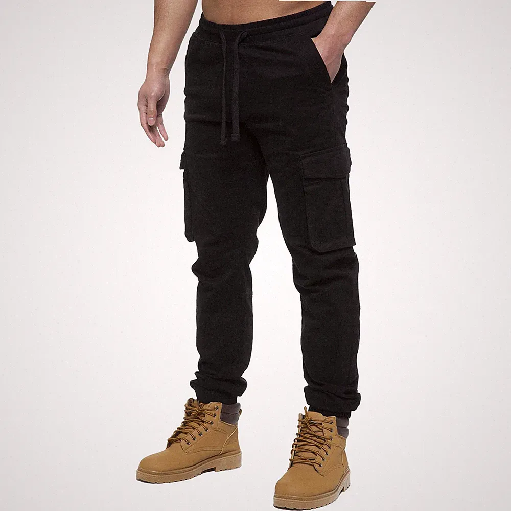 Enzo Jeans Herren Cargo Combat Jogginghose Freizeit Gummizug Arbeitshose
