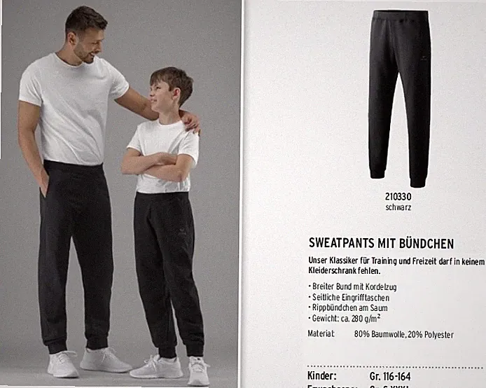 Erima Jogginghose schwarz mit Bündchen 210330 Laufen Freizeit Sport Sweatpants