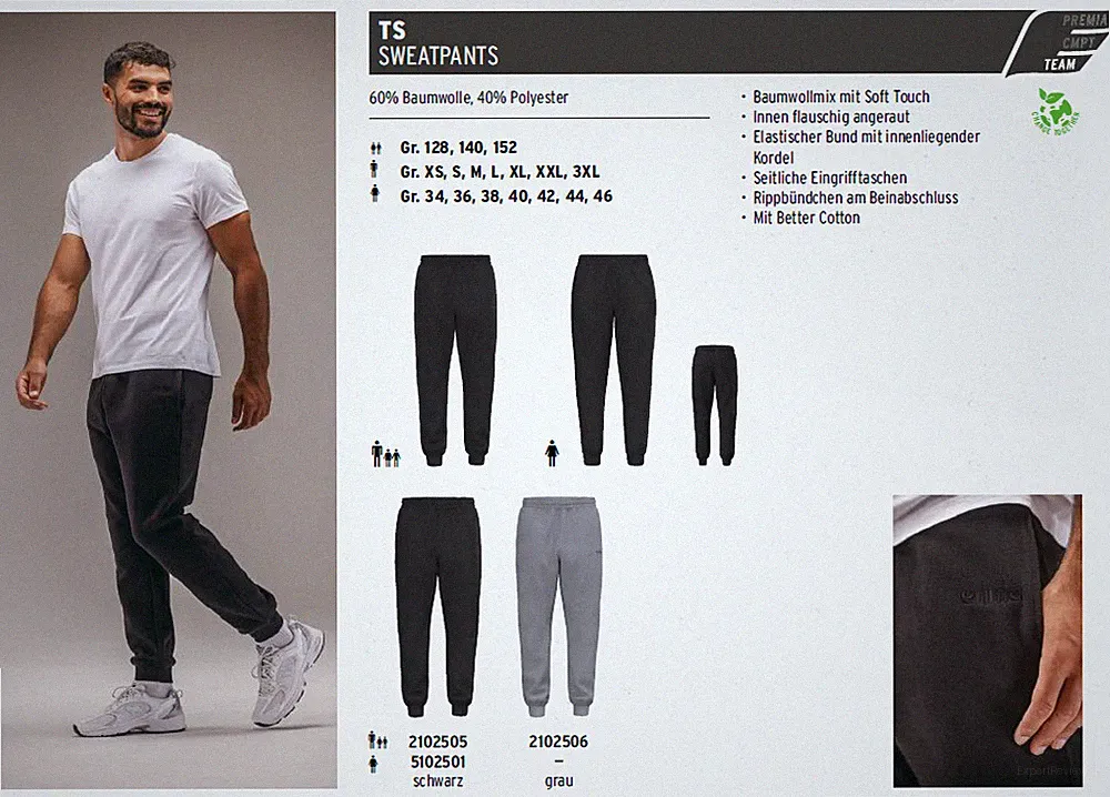 Erima Sweatpants Jogging Training Walking Relax Cotton Baumwolle Damen Herren