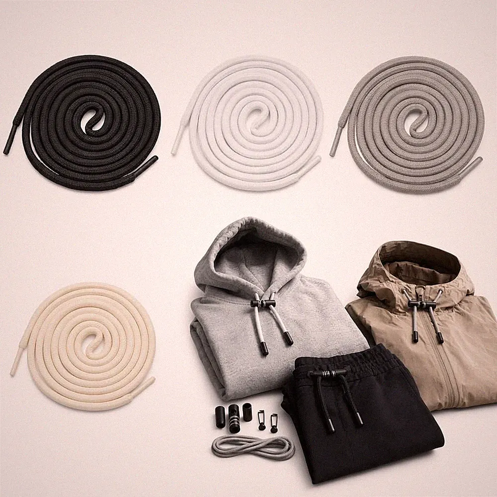 Ersatz-Kordel für Jogginghose Hoodie 125cm elastisch mit Druckknopf Set