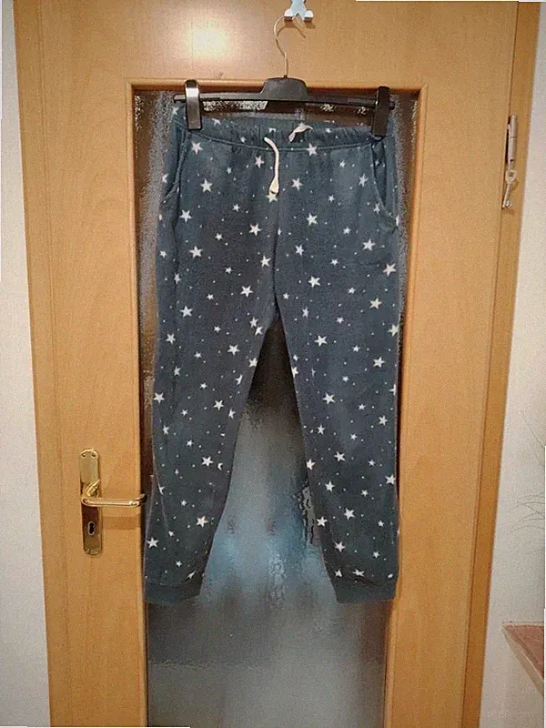 Esmara Damen Fleece Jogging Hose blau mit Sternen Gr M