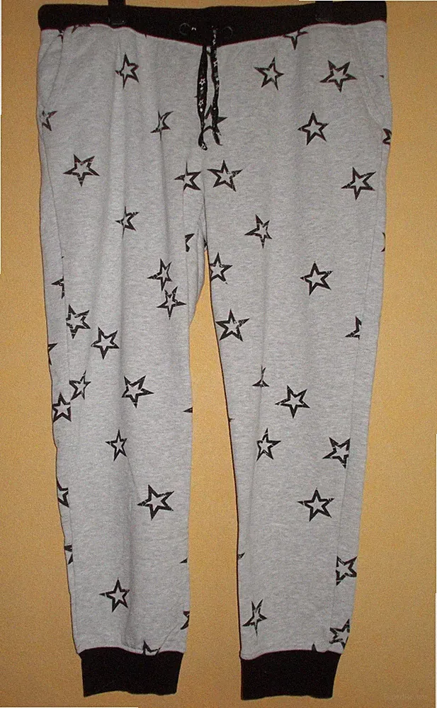 Esmara Jogging Hose 👖 Gr 2XL 52 / 54 Grau Schwarz Sterne innen angeraut