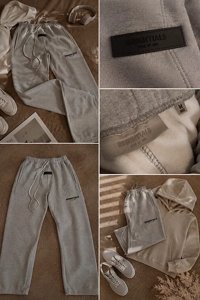 Essentials Fear of God Herren Jogginghose Grau M Zugband Taschen