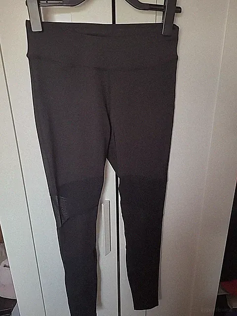 even&odd Active Damen Sport Leggings Hose Schwarz mit transparenten Einsätzen M