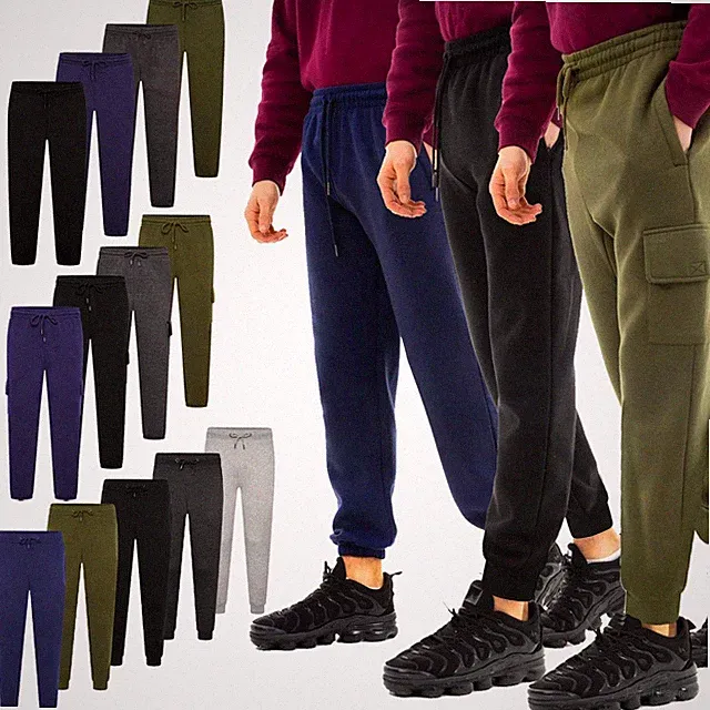Ex Herren Fleece Trainingshose Jogginghose Gummizug Reißverschlusstasche Jogginghose Hose