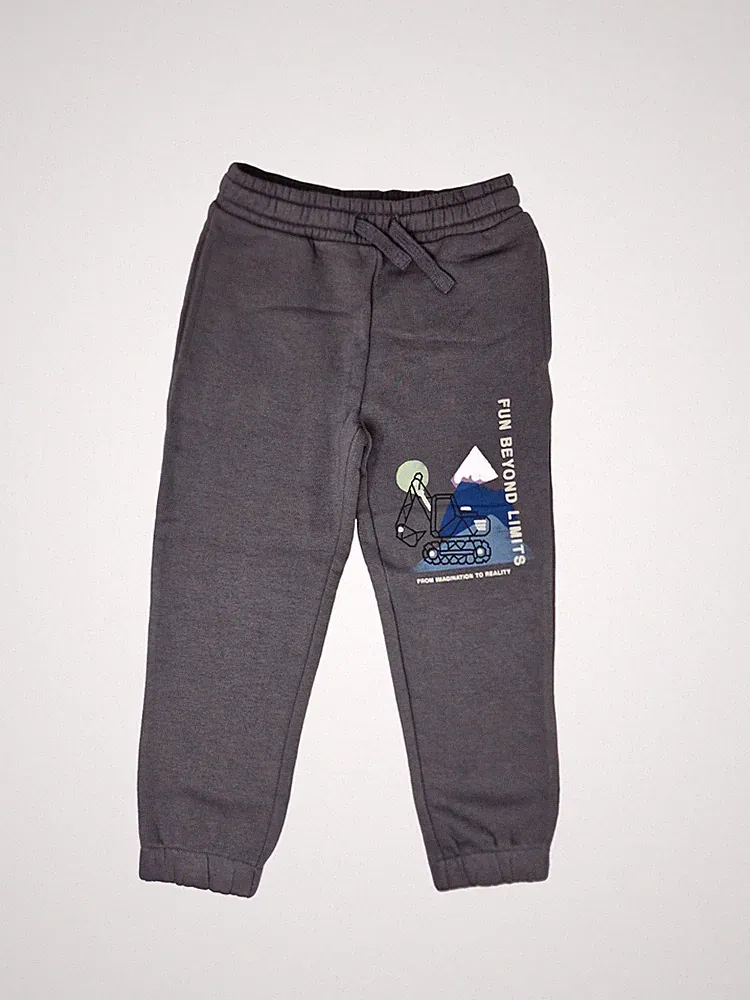 Ex M&S Jogginghose Hose Jungen Mädchen Baggerbau Grau 2-8 Jahre NEU