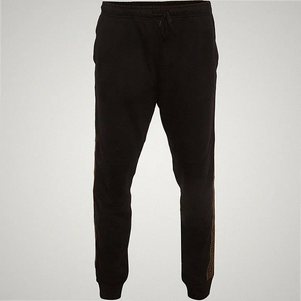 Fendi Jogginghose schwarz Baumwolle Strick Logo Banddetail XL