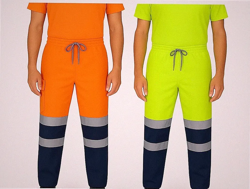 FIFI Hi Vis 2 TONE Hose Herren Open Bottom Jogginghose Spec 300 g/m² Arbeit PSA UK