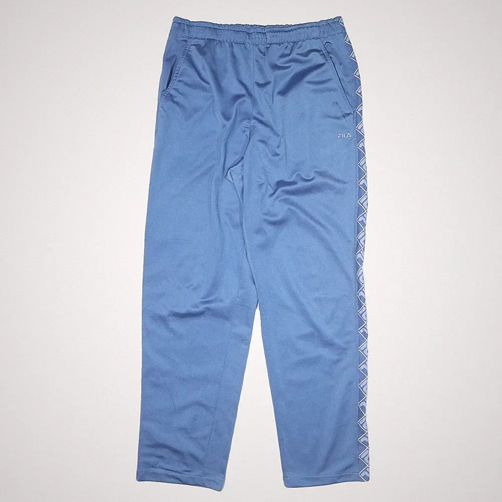 FILA Herren Jogginghose Blau Weiß Regular Gerade Baumwollmix Logo Tape M