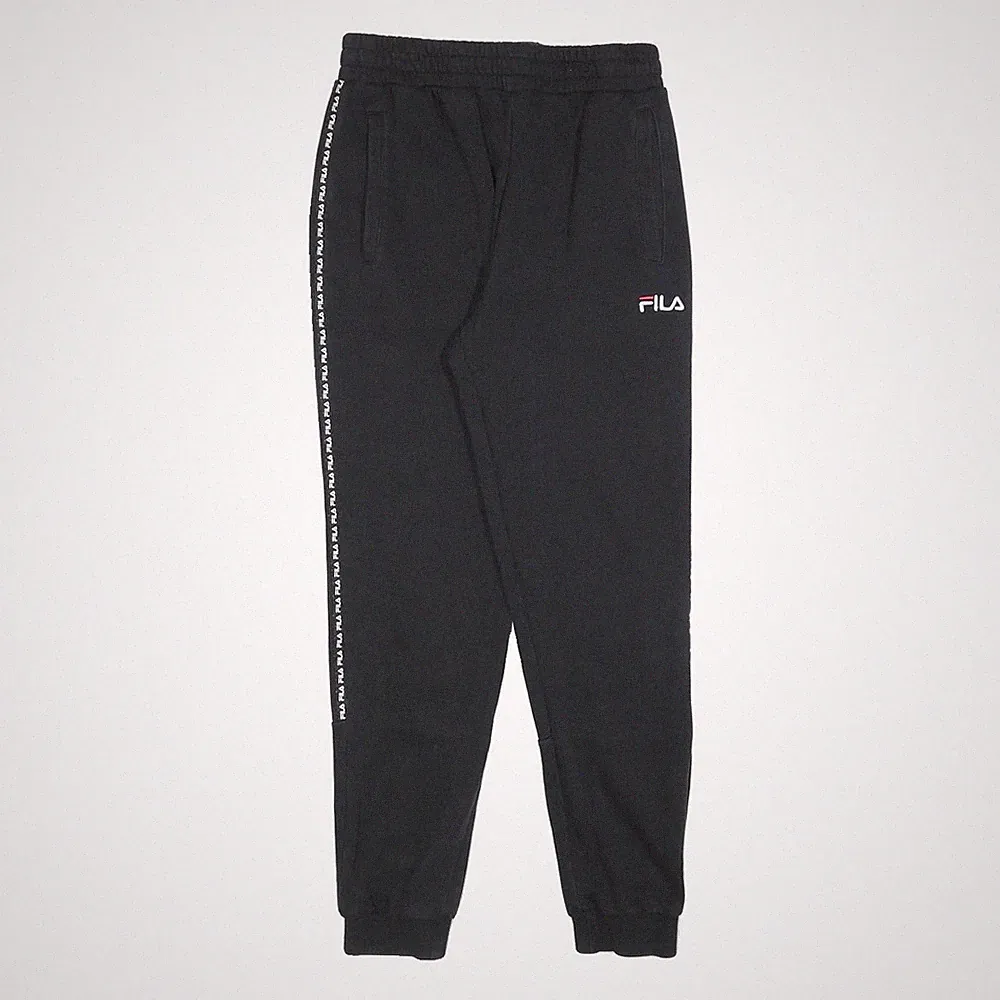 FILA Herren Jogginghose Slim Tapered S W26 L27 Schwarz/Weiß Logo-Band