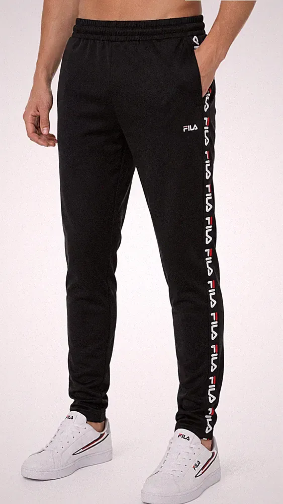 FILA Jogginghose Herren M Schwarz Trainingshose Track Pants Sporthose Logo Tape