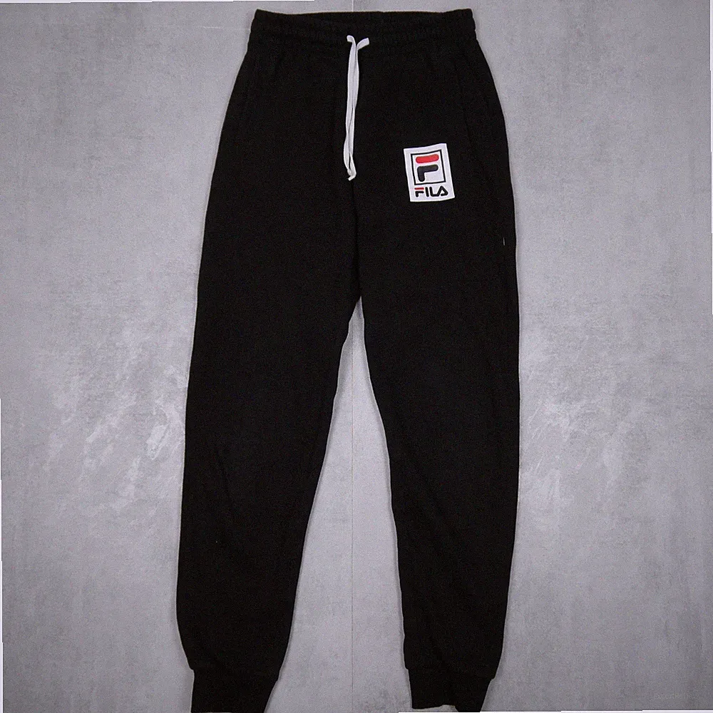 Fila Jogginghose Herren XS Schwarz Straight Fit Streetwear Box Logo Fleece