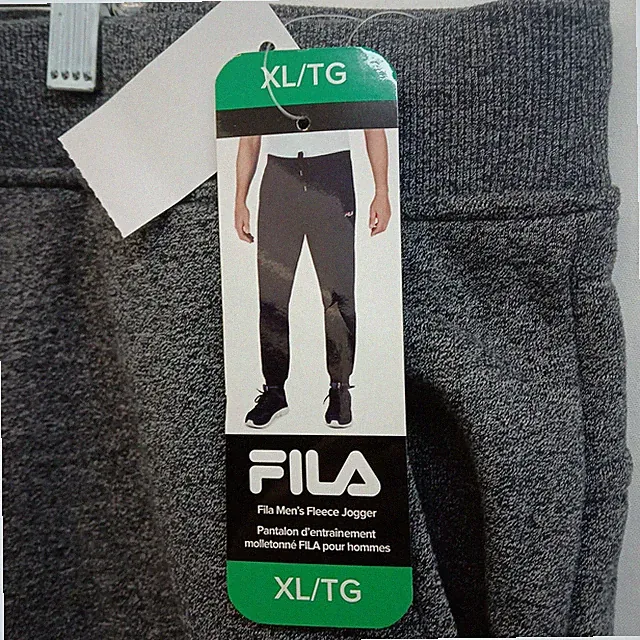 FILA Men's XL Gray Fleece Sweatpants – Straight Leg Joggers for Comfort & Style