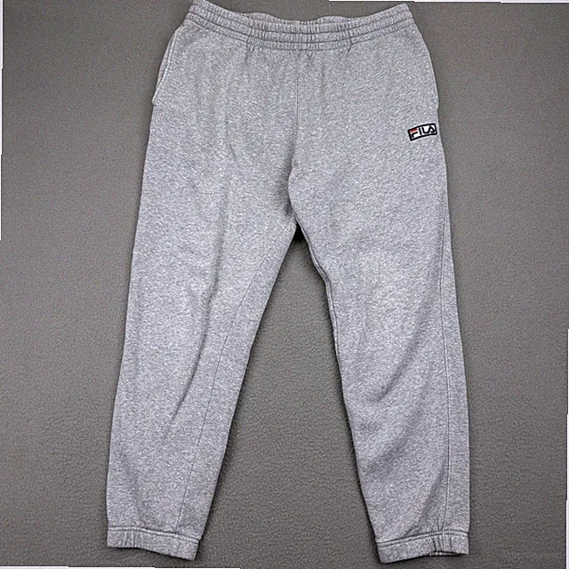FILA Mens Fleece Jogger Sweatpants L Gray Athleisure Casual Y2K Cozy Retro Sport