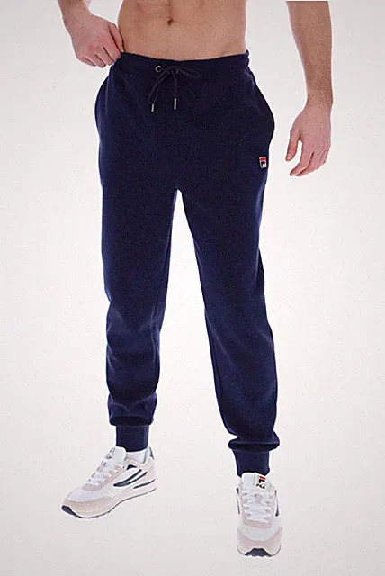 Fila Vintage Lonny Drawsting Jogger Track Pant Fleece Sweat - Navy White F Logo