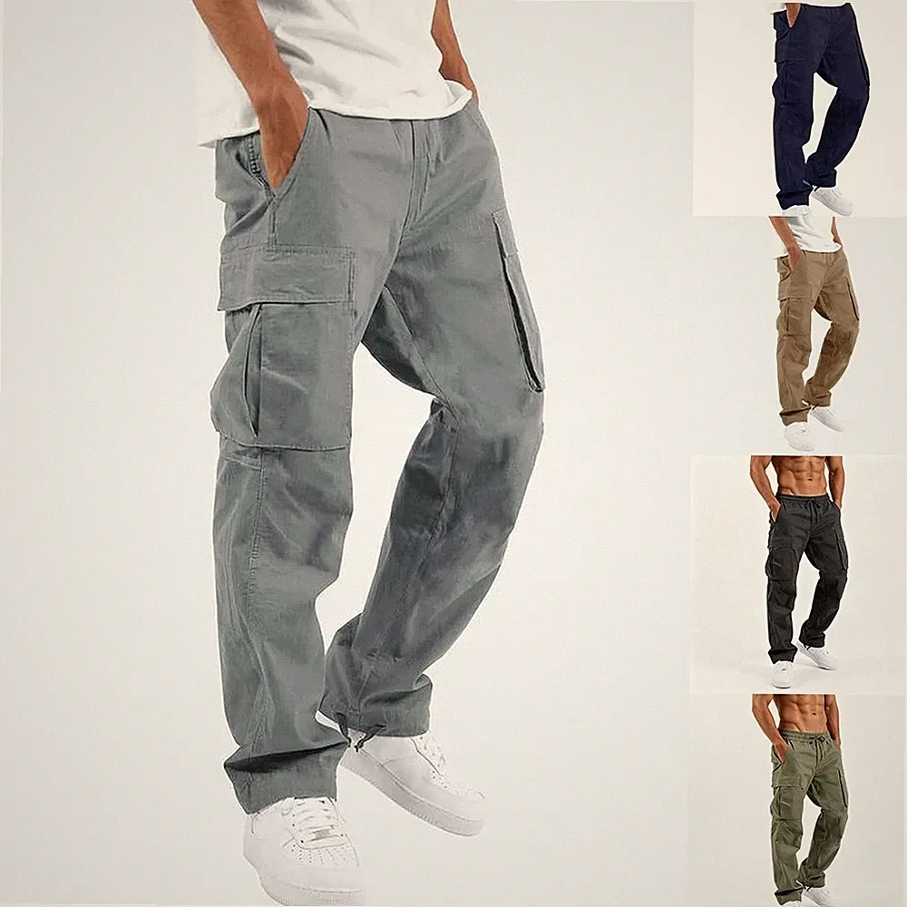 Flache Maße Größe Herren Cargo Jogginghose für freizeit Stil Einfarbig Muster