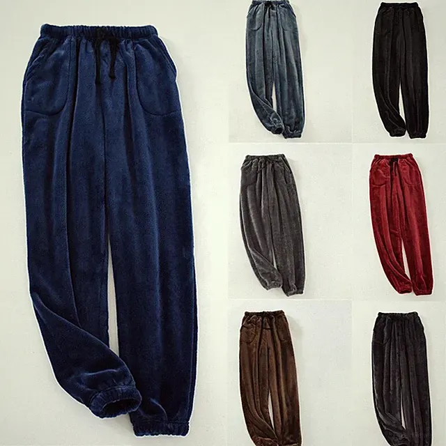 Flanell Flauschig Hose Jogginghose Kordelzug Baggy Hose Nachtwäsche Schlafanzüge