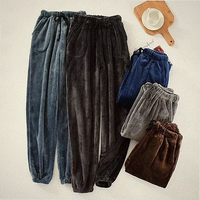 Flanell Flauschige Hosen Jogginghosen Mit Kordelzug Weite Bündchen Schlafanzug