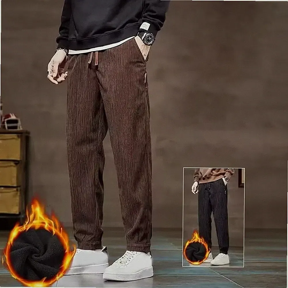 Fleece gefütterte Jogginghose Herren Sweatpants Freizeitkleidung elastischer Bu