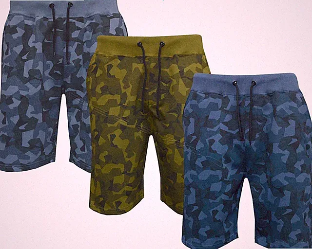 Fleece Shorts Camouflage Gummibund Tarnmuster Freizeit Jogger Sweatshorts