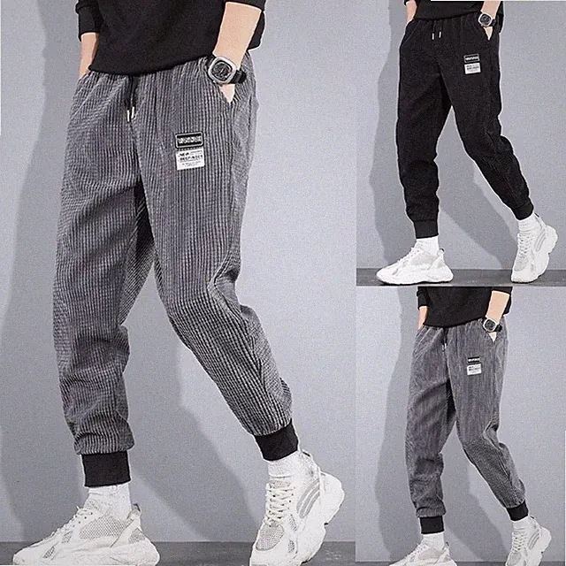 For Gym Herren Jogginghose Bündchenhose Laufen Loose Fit Streifendesign
