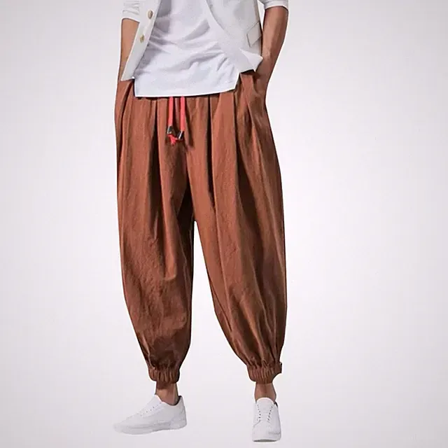 For Lounging Oversize Jogginghose Haremshose Loose Fit Beinbindung volle Länge