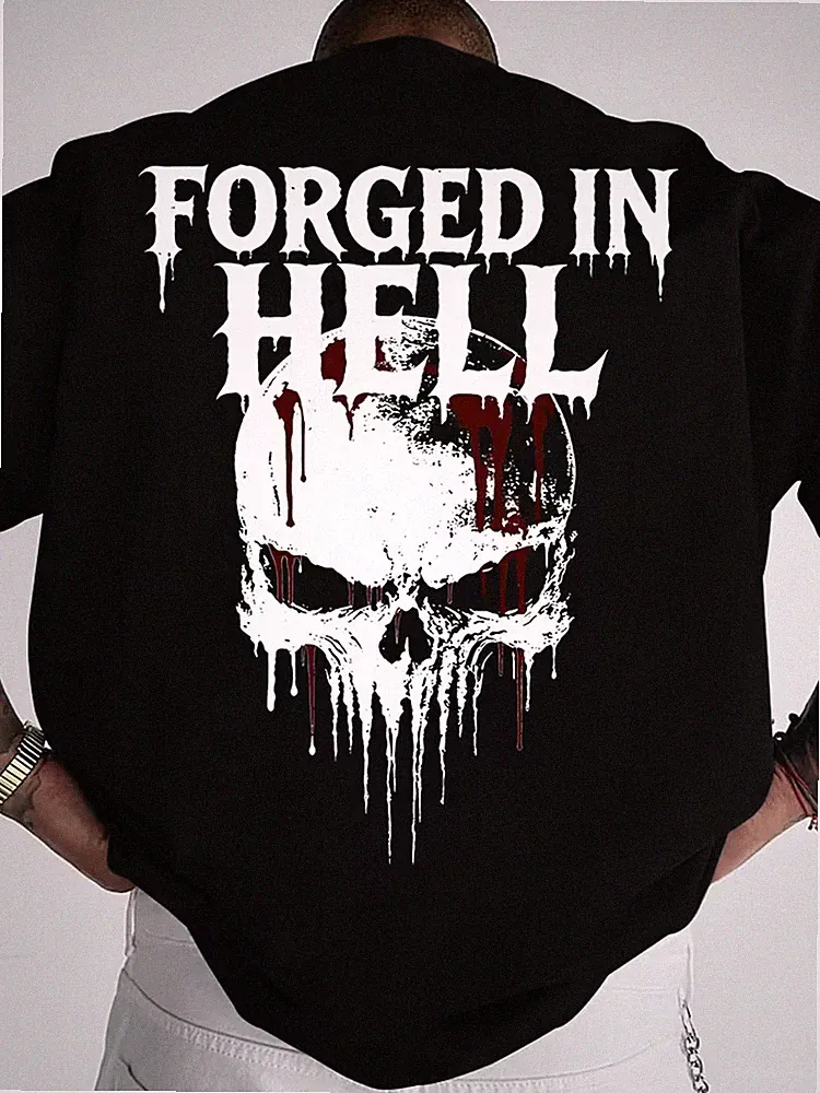 Forged in Hell Herren Oversize Shirt Streetwear 100% Baumwolle bis 5XL